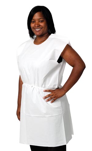 Gown Exam Tissue/Poly/Tissue, 30' x 42' , White, .. .  .  